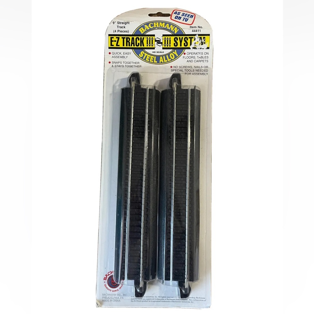 Bachmann HO Scale E-Z Track System Steel Alloy - 9" Straight Track 4 Piece